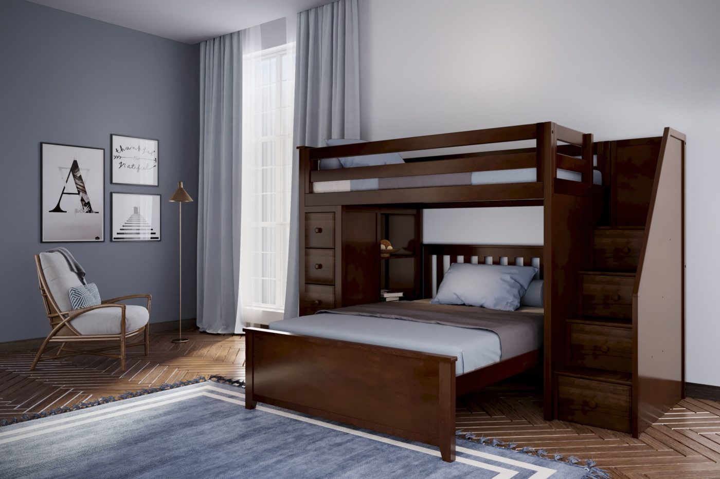 Jackpot Oxford Loft/Bunk Bed in Espresso Kids Furniture In Los Angeles