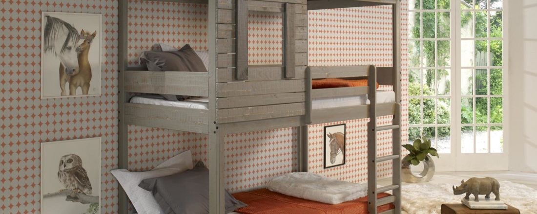 Darci Twin over Twin Bunk Bed Rustic Gray