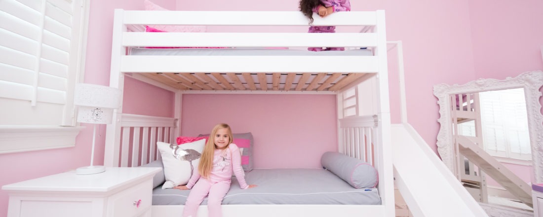Maxtrix Twin over Twin High Bunk Bed with Slide Platform 2