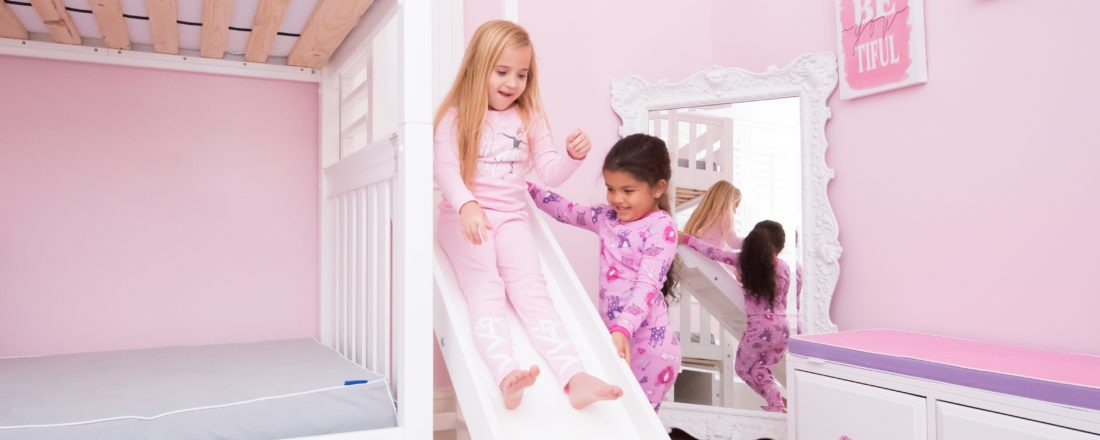 Maxtrix Twin over Twin High Bunk Bed with Slide Platform 3