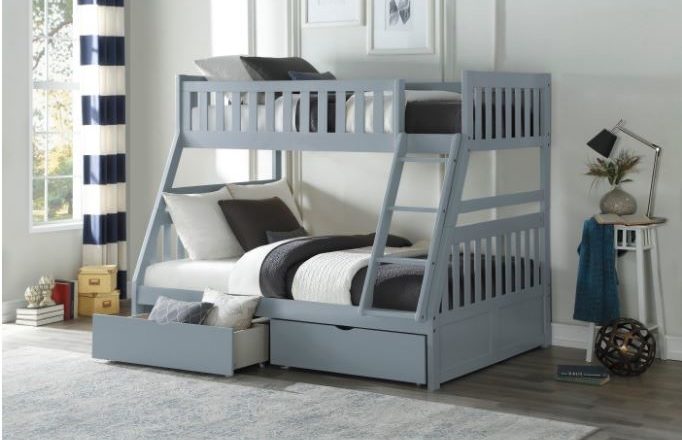 Belden Twin over Full Bunk Bed with Drawers in Grey